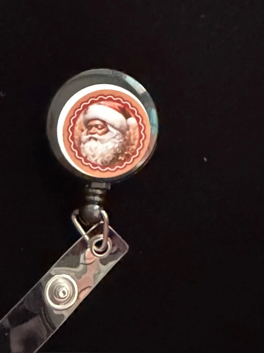 Santa Badge Reel Retractable ID Holder - Red Accent